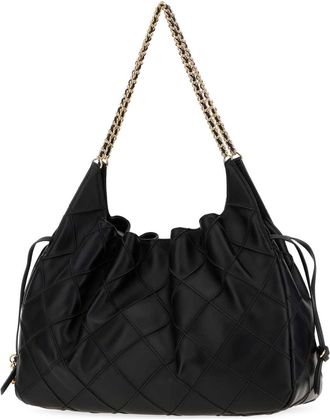 Tory Burch Womens Tote Shoulder Black Nappa Leather