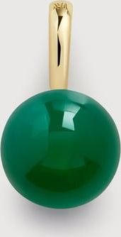 Monica Vinader Gold Round Gemstone Pendant Charm Green Onyx