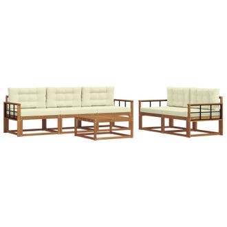 vidaXL Conjunto De Sof&aacute;s De Exterior Con Coj&iacute;n 6 Pcs Natural Y Crema Vidaxl