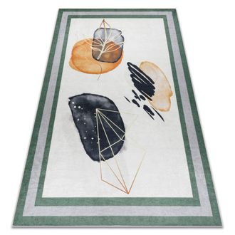 RugsX Rugsx - Alfombra Lavable Andre 1088 Abstracci&oacute;n, Marco Antideslizante - Blanco / Verde Multicolour 120x170 Cm