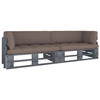 vidaXL Sof&aacute; De Palets 2 Plazas Cojines Gris Madera De Pino Impregnada Vidaxl