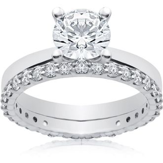 Pompeii3 1 3/4 ct Lab Created Eco Freindly Diamond Engagement Ring & Matching Eternity Size Selectable
