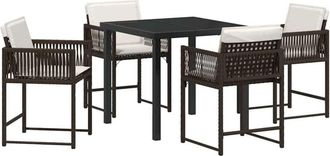 vidaXL Garden Dining Set 5 pcs Brown Poly Rattan vidaXL