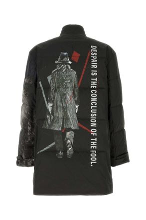 Yohji Yamamoto Mens Dark Brown Polyester Padded Jacket Black Giubbini