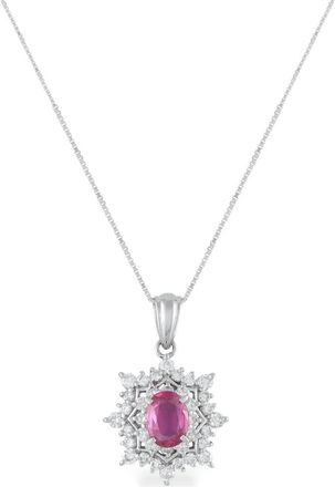 Luxury Bazaar platinum star-shaped diamond and ruby pendant necklace - Zilver