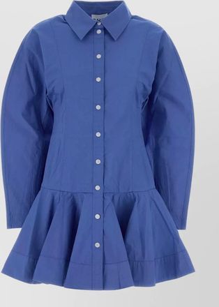 Ganni stretch poplin mini shirt dress flared hem
