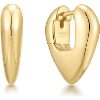 Ania Haie Puffy Shield Huggie Hoop Earrings in Shiny Gold at Nordstrom