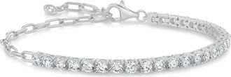 Crislu Cubic Zirconia Bar Cable Chain Bracelet in Pure Platinum Clear Cz at Nordstrom, Size 7