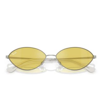 Ray-Ban Ovale Metalen Zonnebril - Dames - Zonnebrillen - Grijs - 59 MM - Nylon - Accessoires