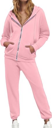 Generic Lounge Wear Sets for Women Uk Womens Clothes Gym Leggings Warm Pullover Hoodie and Jogging Bottoms with Drawstring Pockets Casual Activewear Tracksuit