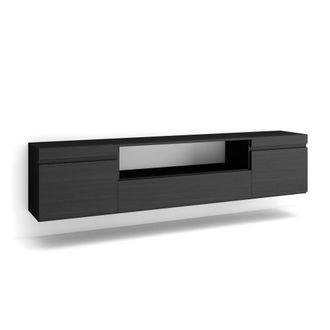 Skraut Home Mueble tv efecto madera negro 200x35x45cm colgado