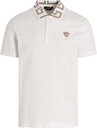 Versace Greca Polo Shirt - Heren - Polos - Wit - 2XL - Katoen - Tops
