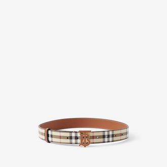 Burberry Check and Leather TB Belt