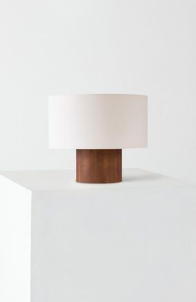 Brightech Oliver 10 LED Desk Lamp with Wood Accent and White Cotton Drum Shade, Bulb Included in Walnut at Nordstrom