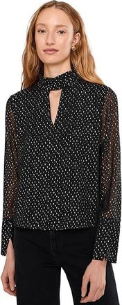 Vince Camuto Mock Neck Front Keyhole Long Bell Sleeve Womens Clothing Rich Black : XL, Polyester