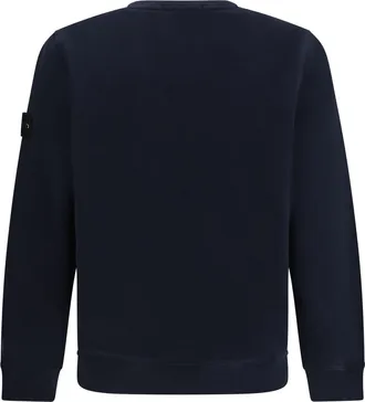 Stone Island Mens Crewneck Cotton Sweatshirt Navy Blue Sweatshirts Sweater