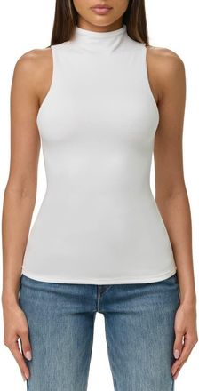 Naked Wardrobe Sleeveless Mock Neck Top in White at Nordstrom, Size X-Large
