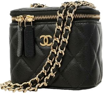 Chanel Black Grained Calfskin Vanity Bag (Pre-Owned)