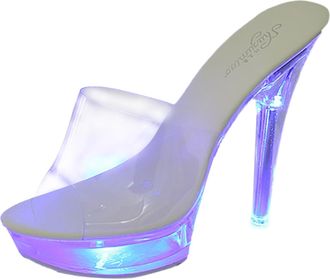 Generic Transparent Womens High Heel Sandals Colorful Light Up Electrified Platform Stiletto Heels for Fashion Party and Evening Events (Blue, 6.5)