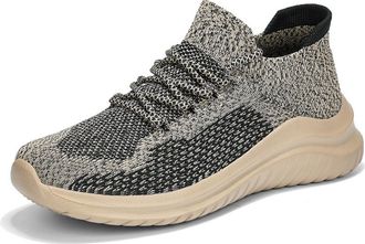 Generic Casual Large-Size Korean Version of Fly-Woven Lightweight Sports Mens and Womens Running Shoes, Khaki, 4.5 UK