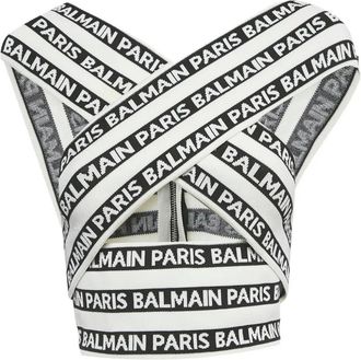 Balmain Top con design a incrocio - Bianco
