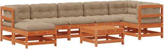 vidaXL Conjunto De Sof&aacute;s De Jard&iacute;n 8 Uds. Marr&oacute;n Cera Vidaxl
