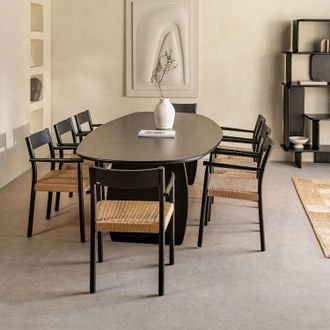 Sklum Sklum - Set De Mesa Ovalada 260x120 Cm En Madera De Mango Agathe Y 8 Sillas De Comedor En Madera De Roble Mara