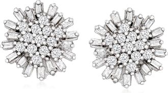 Ross-Simons Diamond Cluster Earrings in Sterling Silver