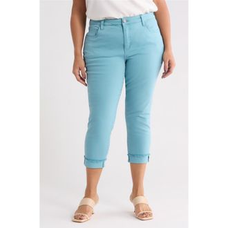 Kut from the Kloth Amy Frayed Crop Slim Straight Leg Jeans in Cyan at Nordstrom, Size 18W
