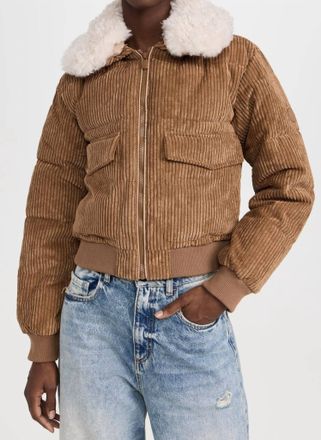 Save The Duck Reily Corduroy Bomber Jacket In Biscuit Beige