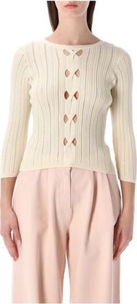 Sessun Alencar Pointelle Knit - Dames - Ronde hals truien - Wit - S - Katoen - Truien & Vesten
