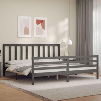 Berkfield Home Bed Frame with Headboard Grey 200x200 cm Solid Wood