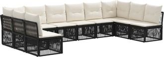 vidaXL Conjunto De Sof&aacute;s De Jard&iacute;n 10 Uds. Negro Rat&aacute;n Sint&eacute;tico Vidaxl