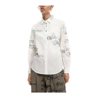 Desigual Shirts, female, White, Size: XL Striped Long Sleeve Cotton Shirt