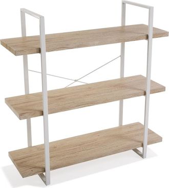 VERSA Estanter&iacute;a 3 baldas en aglomerado efecto madera y metal blanco