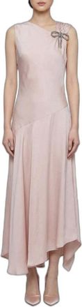 Jil Sander Midi-jurk met strikbroche - Dames - Jurken - Roze - Maat: S Satijn