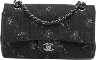 Chanel Pre-owned Classic Flap Denim Bag - Dames - Vintage Schoudertas - Zwart - ONE Size - Denim - Vintage
