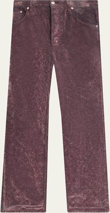Dries Van Noten Mens Pine Straight-Fit Flocked Denim Jeans