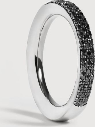 Monica Vinader Sterling Silver Fiji Full Diamond Pave Ring Black Diamond