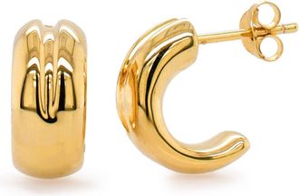 MAX + STONE 14k Gold Resin Filled Electroform C Hoop Earrings