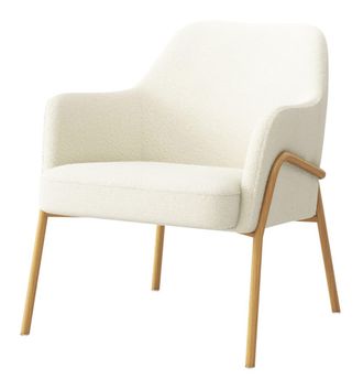 Moloo Sill&oacute;n de tela boucl&eacute; crudo y metal efecto roble