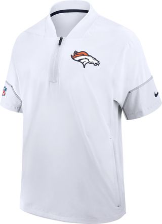 Nike Denver Broncos Sideline Coach Nike Mens NFL 1/2-Zip Short-Sleeve Hooded Jacket in White | 03BO081K8W-2J5