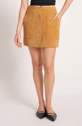 Matty M Button Front Suede Skirt in Camel at Nordstrom, Size X-Large