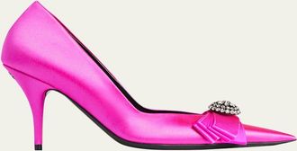 Balenciaga 90mm Avenue Palazzo Embellished Bow Satin Pumps