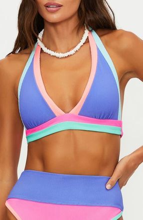 Beach Riot Moana Halter Colorblock Bikini Top in Sherbert Shores Colorblock at Nordstrom, Size X-Large