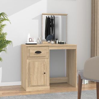 vidaXL Vidaxl - Tocador Espejo Madera Contrachapada Roble Sonoma 90x50x132,5cm