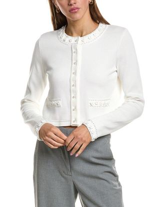 endless rose Endless Rose Flower & Pearl Trim Knit Cardigan