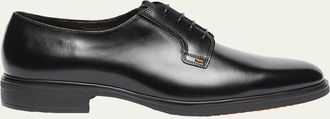 Santoni Mens Easy Collection Leather Rubber-Sole Derby Shoes