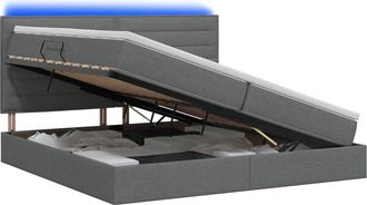 vidaXL Cama De Almacenamiento Led Con Colch&oacute;n Gris Oscuro 200 X 200 Cm Vidaxl