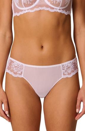 Simone P&eacute;r&egrave;le Intrigue Floral Embroidered Tanga in White at Nordstrom, Size X-Small